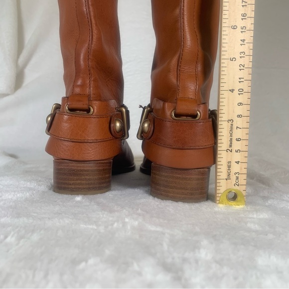 Coach Natale Women US 6 Cognac Leather Riding Boot Harness Knee High‎ Pull On - Picture 8 of 16
